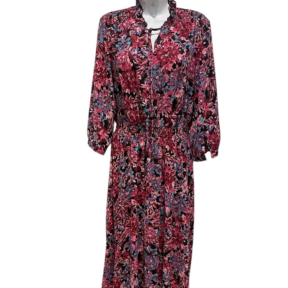 NANETTE LEPORE FLORAL HIGH-LOW LONG SLEEVE DRESS FLORAL MULTICOLOR SIZE 8 - Picture 3 of 16